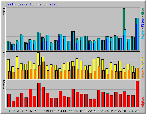 Daily usage for March 2025