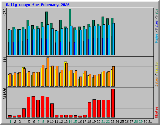 Daily usage for February 2026