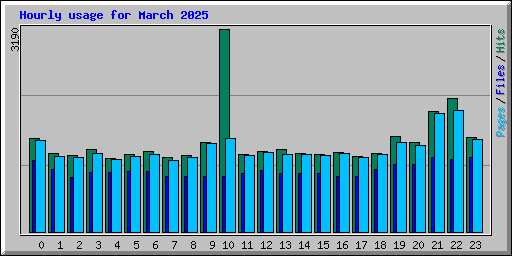 Hourly usage for March 2025